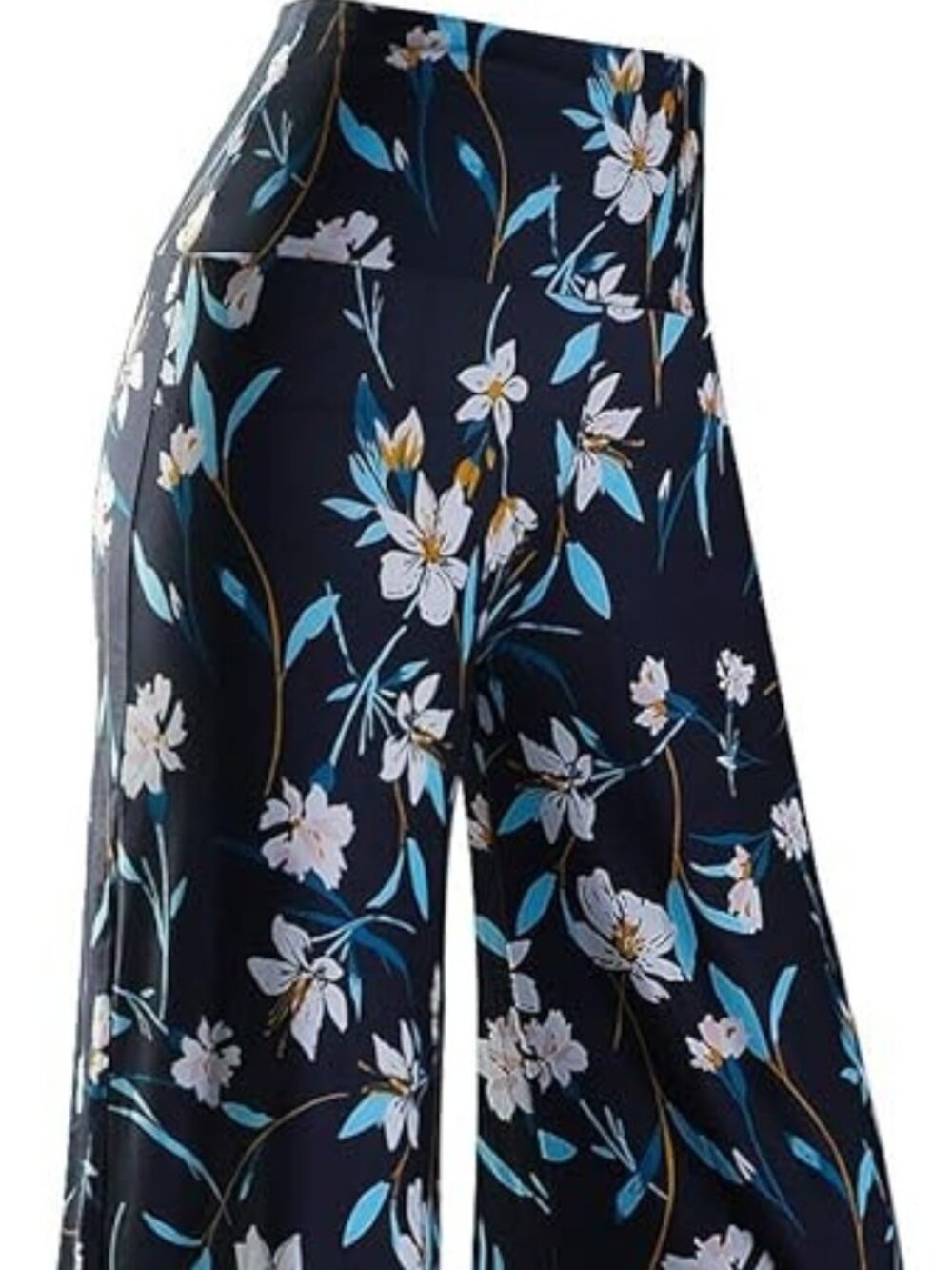 Arolina Stretchy Wide Leg Lounge Palazzo Flat Front Pants LNC 3X Little Flowers